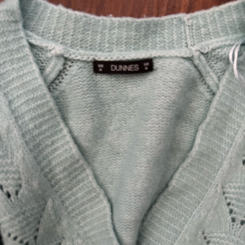 Classic Green/blue Knit Cardigan Sweater - Picture 2 of 2